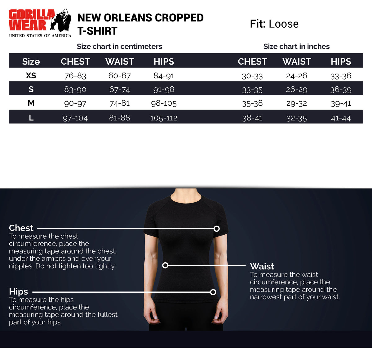 Gorilla Wear New Orleans Cropped T-Shirt, black