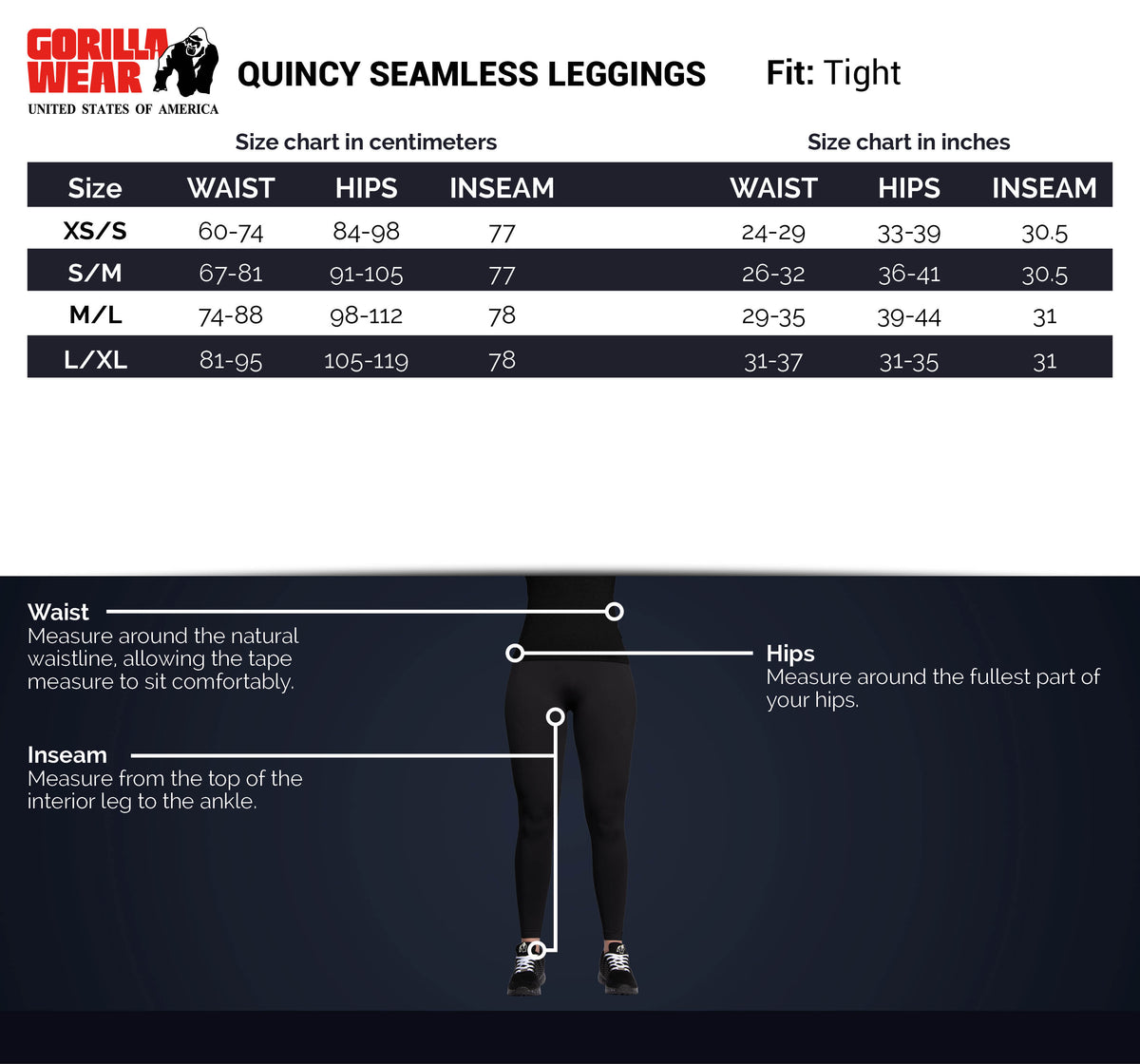 Gorilla Wear Quincy Seamless Leggings, black