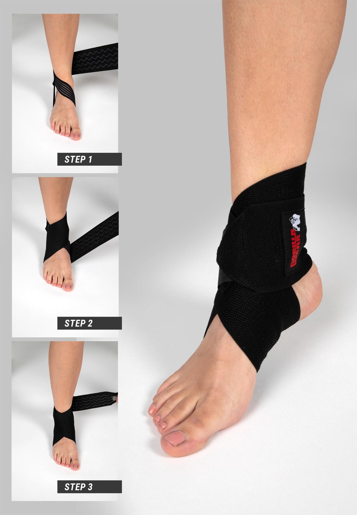 Gorilla Wear Ankle Wraps, black/white