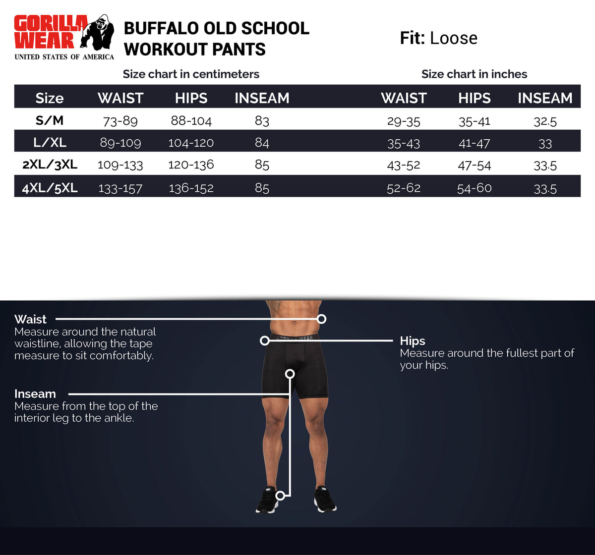 Gorilla Wear Buffalo Old School Workout Pants, black/grey