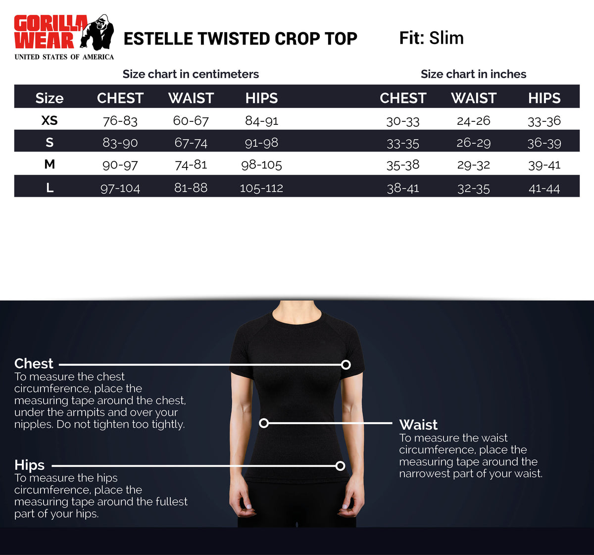 Gorilla Wear Estelle Twisted Crop Top, black