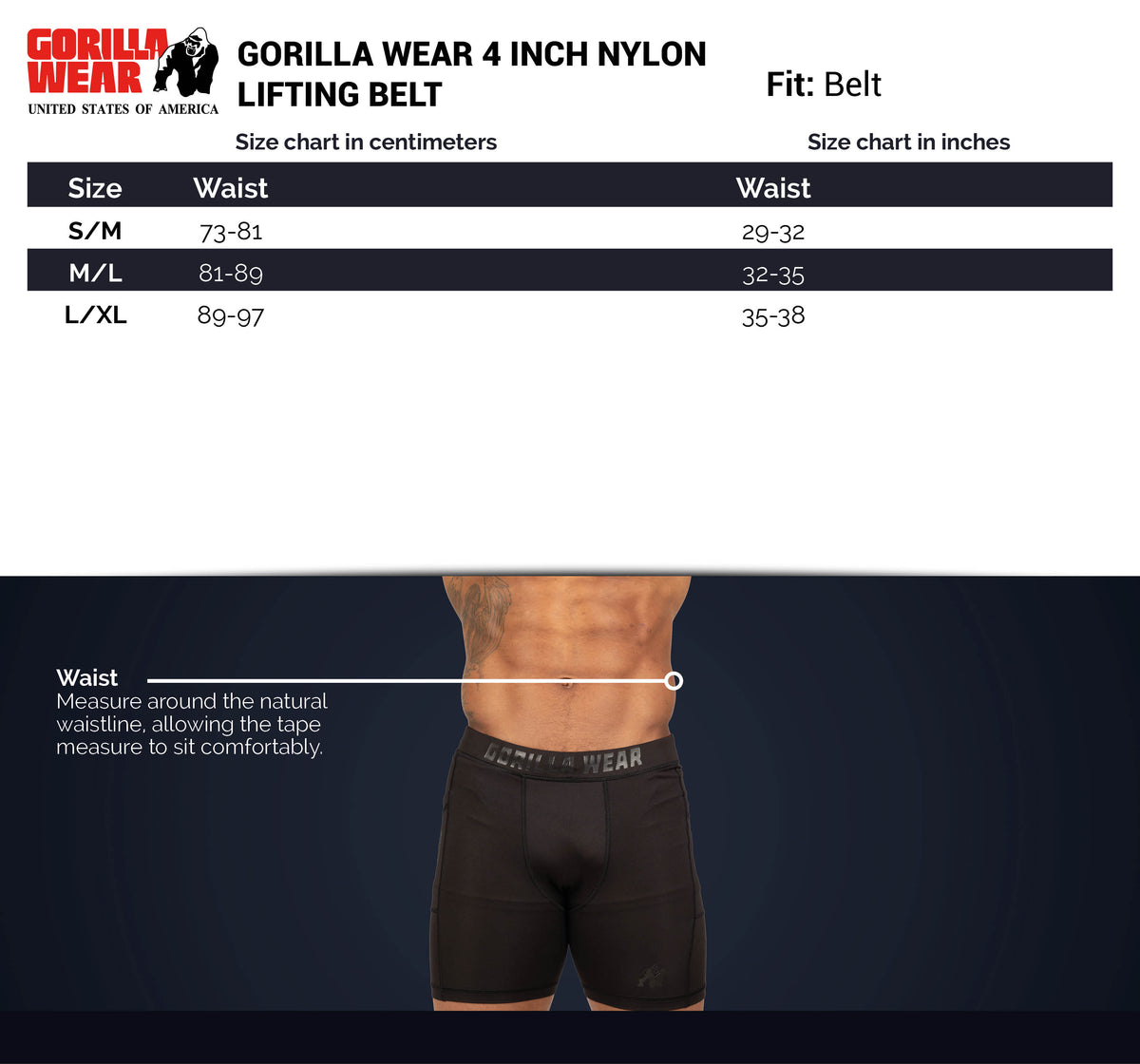 Gorilla Wear 4 Inch Nylon Belt, black/red