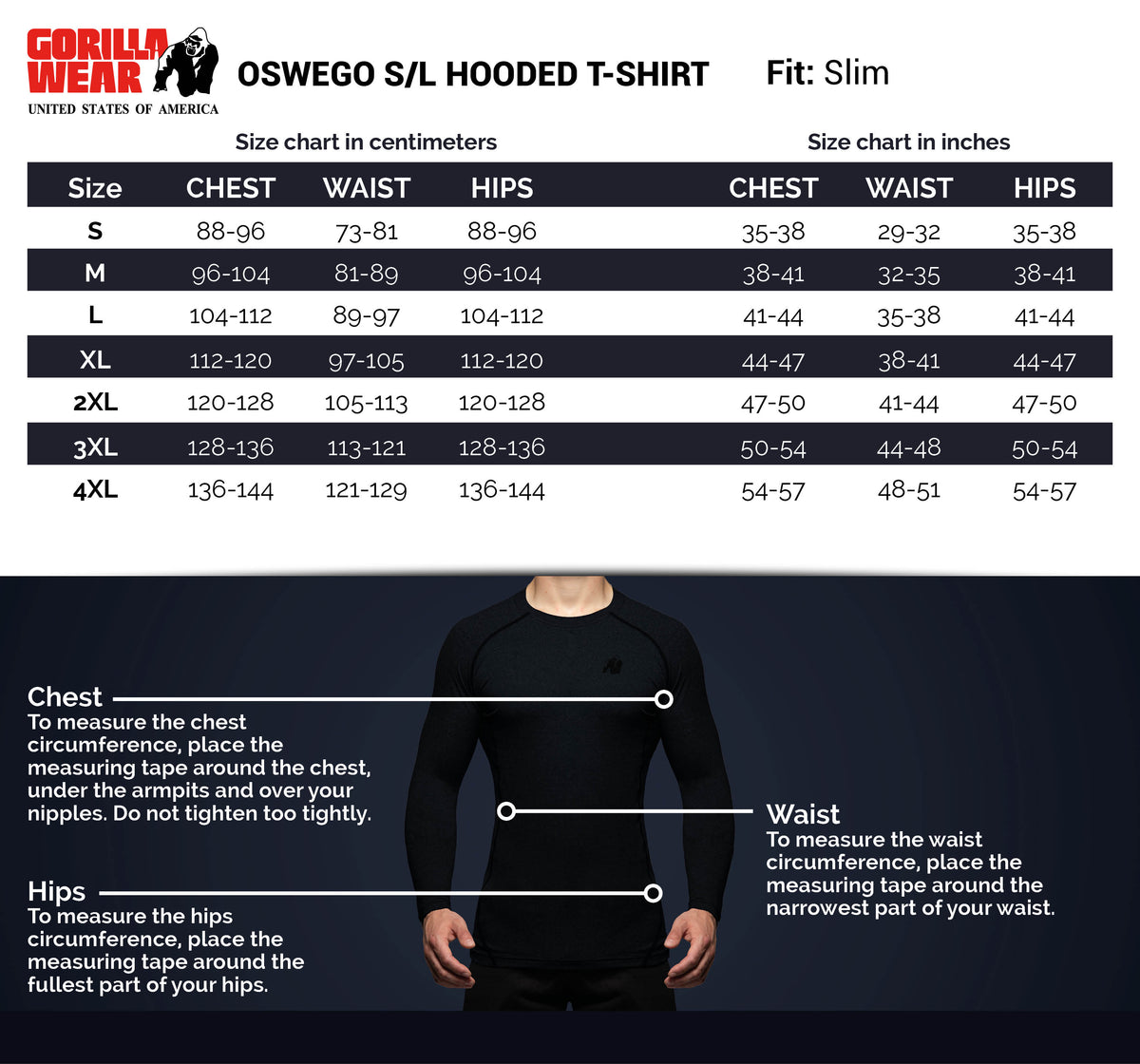 Gorilla Wear Oswego S/L Hooded T-Shirt, blue