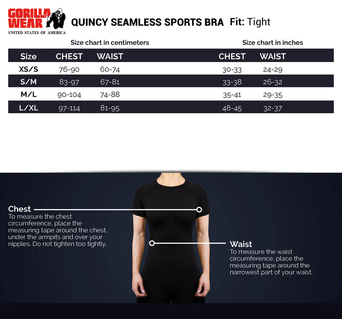 Gorilla Wear Quincy Seamless Sports Bra, black